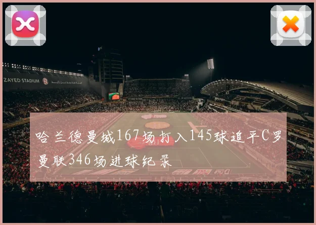 哈兰德曼城167场打入145球追平C罗曼联346场进球纪录